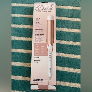 Conair Double Ceramic Curling Iron 1.5 Inch White/Rose Gold New Opened Box